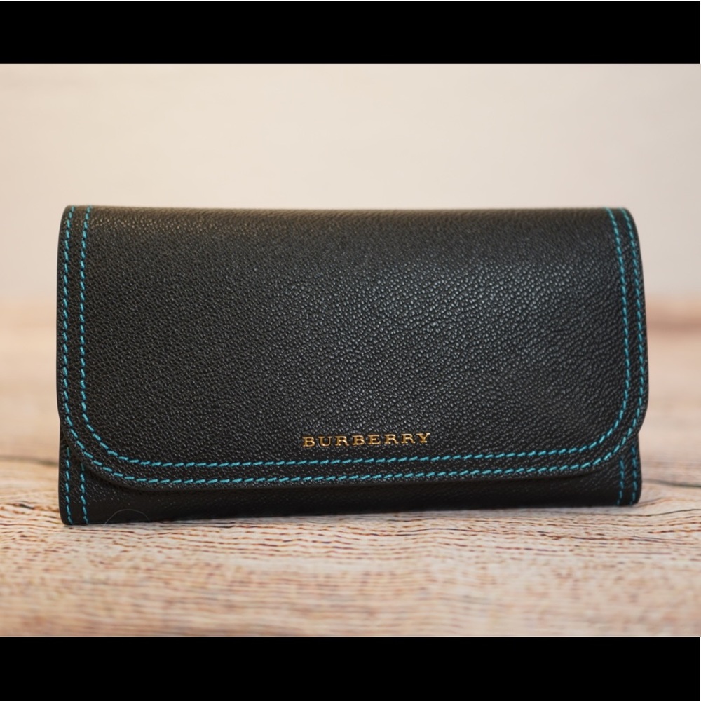 Burberry Cavendish Navy / Yellow Wallet NWT